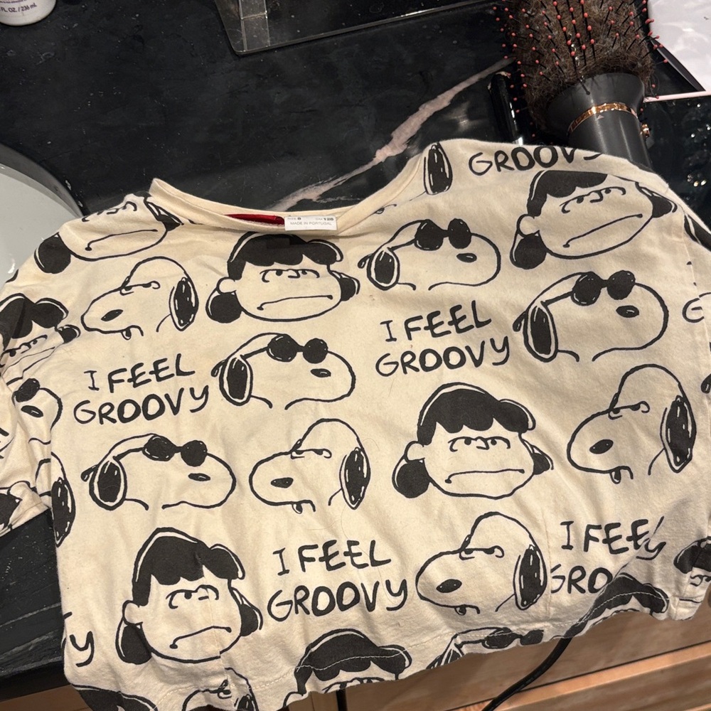 Zara Kids Peanuts Graphic Tee - Black and Cream